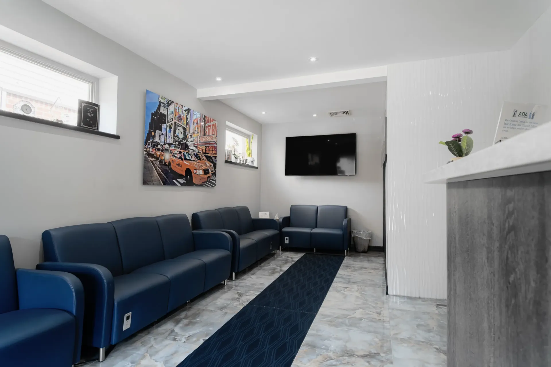 Reception area at Queensboro Oral Surgery in Fresh Meadows, NY